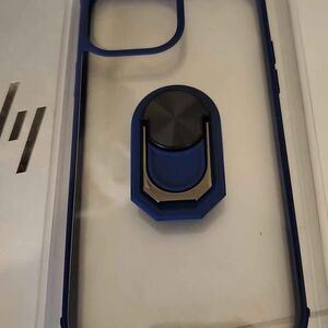 Blue phone case with ring holder